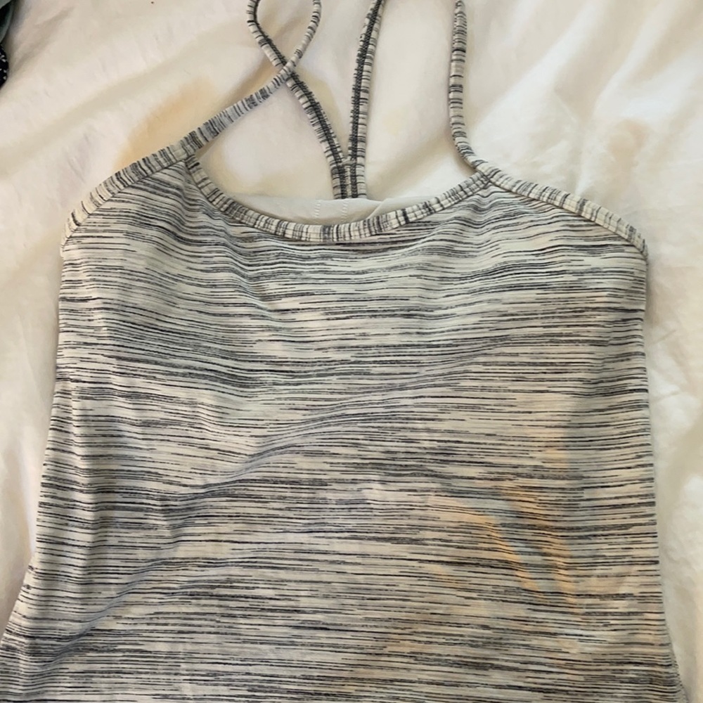 grey and white Lululemonpower y top